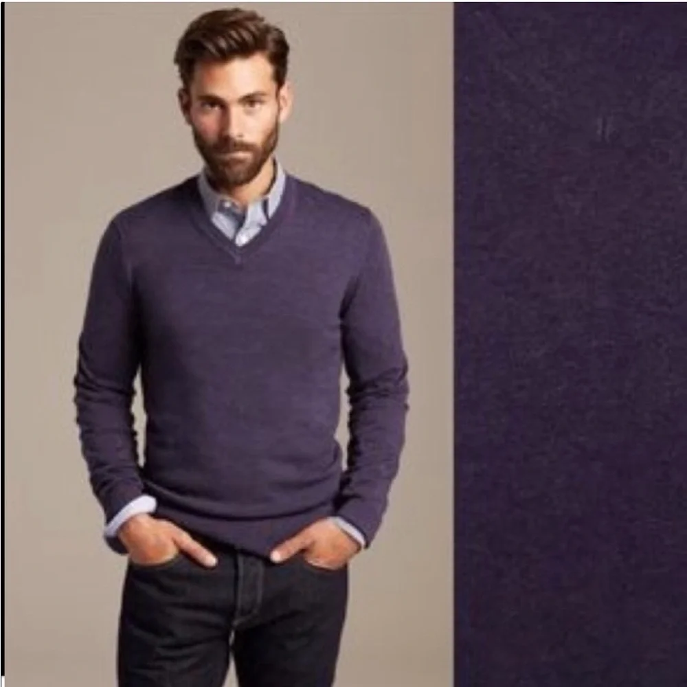Banana Republic Luxury Blend Purple V-Neck Sweater SZ:XL